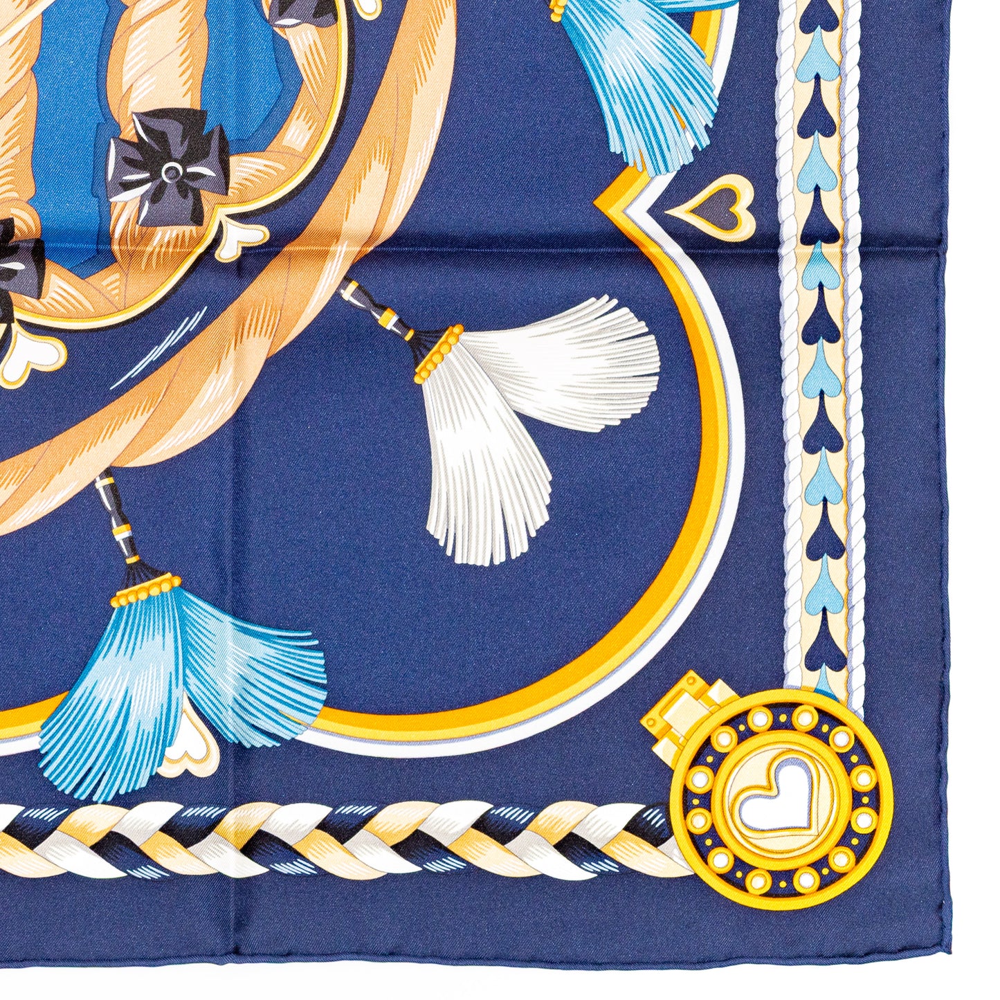 Hermes Scarf 90 Harnais de Coeur - Marine Fonce - NWSTS - 2601291132