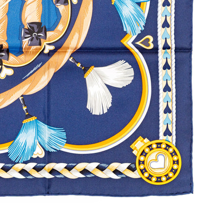 Hermes Scarf 90 Harnais de Coeur - Marine Fonce - NWSTS - 2601291132