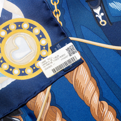 Hermes Scarf 90 Harnais de Coeur - Marine Fonce - NWSTS - 2601291132