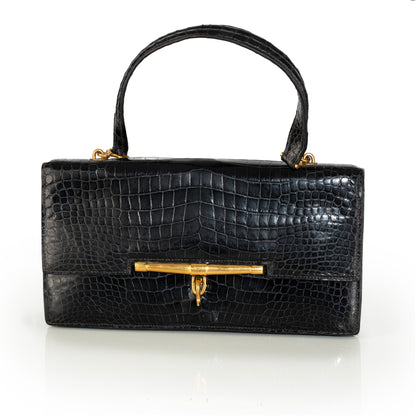 Hermes Bag Pallonnier Clutch Bag – Black Porosus Crocodile - Excellent Vintage Condition - Rare!
