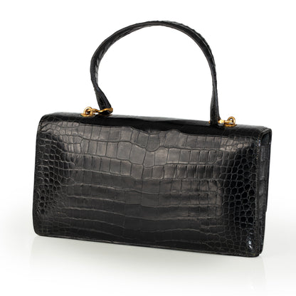 Hermes Bag Pallonnier Clutch Bag – Black Porosus Crocodile - Excellent Vintage Condition - Rare!