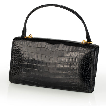 Hermes Bag Pallonnier Clutch Bag – Black Porosus Crocodile - Excellent Vintage Condition - Rare!