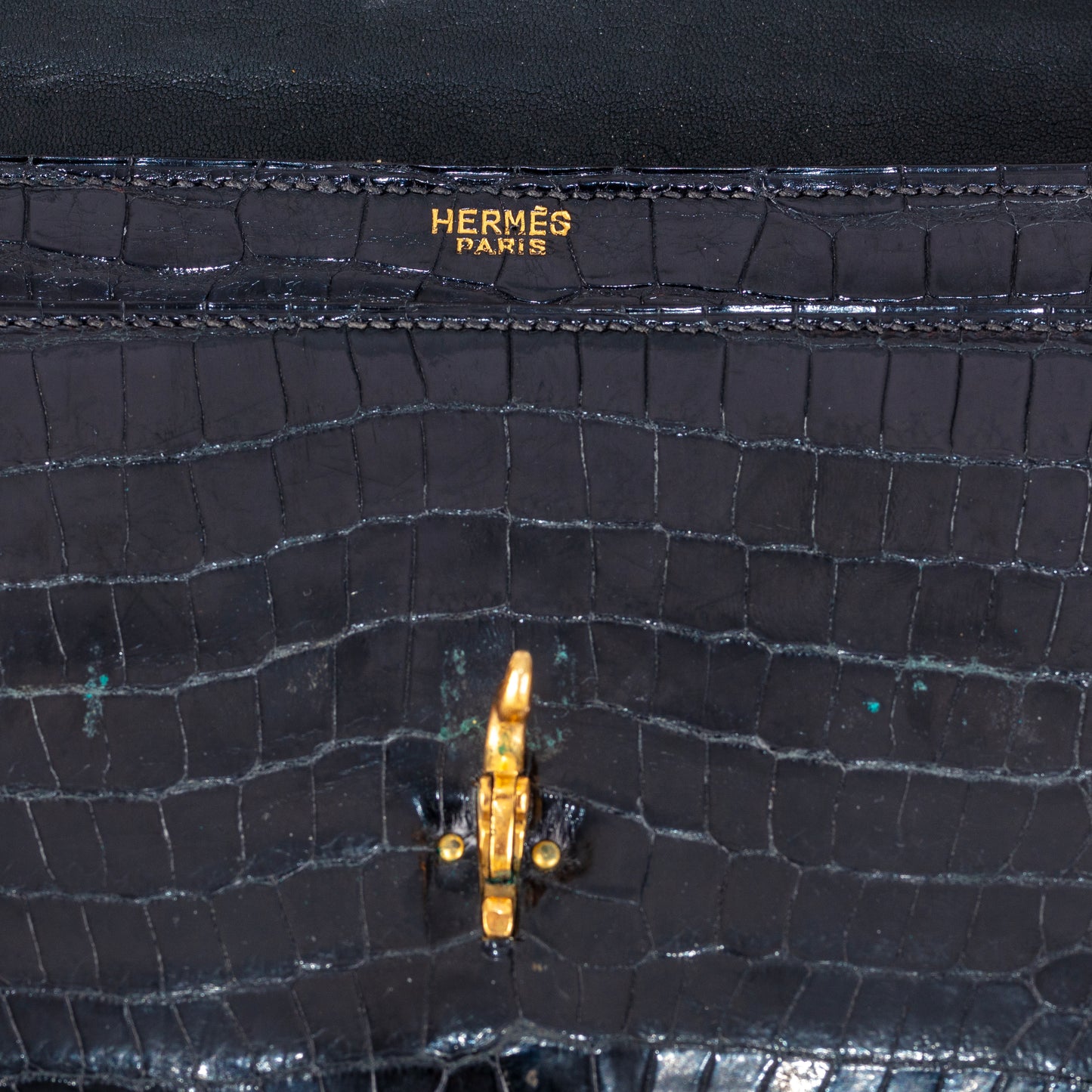 Hermes Bag Pallonnier Clutch Bag – Black Porosus Crocodile - Excellent Vintage Condition - Rare!
