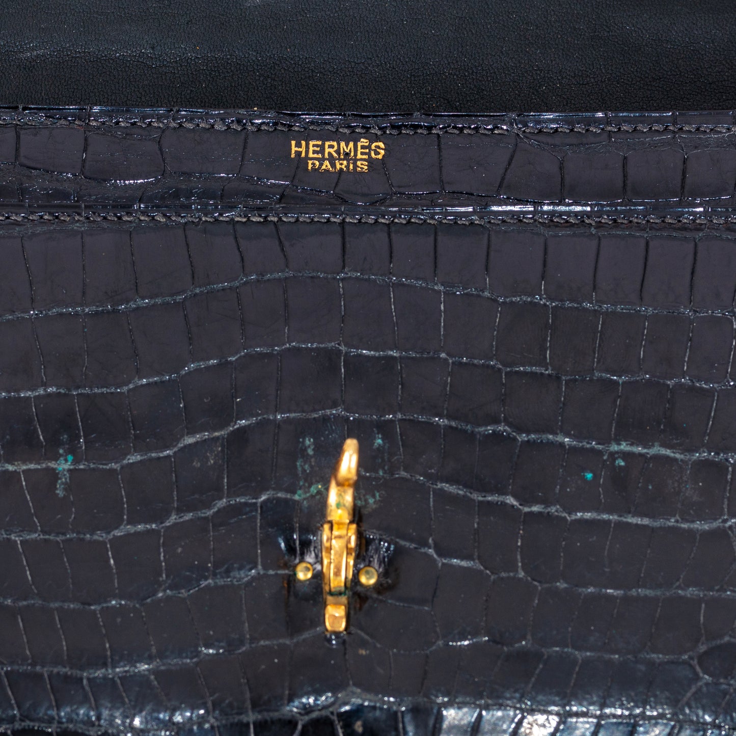 Hermes Bag Pallonnier Clutch Bag – Black Porosus Crocodile - Excellent Vintage Condition - Rare!