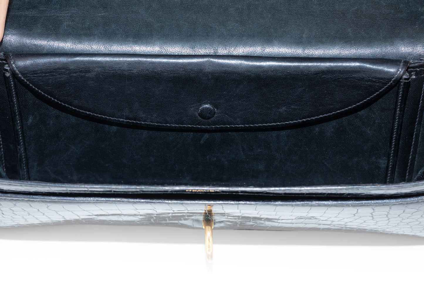Hermes Bag Pallonnier Clutch Bag – Black Porosus Crocodile - Excellent Vintage Condition - Rare!