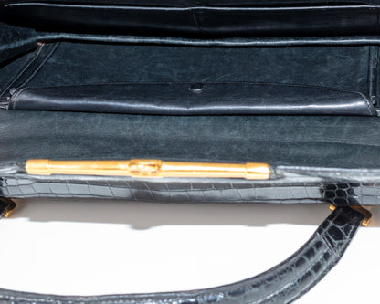 Hermes Bag Pallonnier Clutch Bag – Black Porosus Crocodile - Excellent Vintage Condition - Rare!