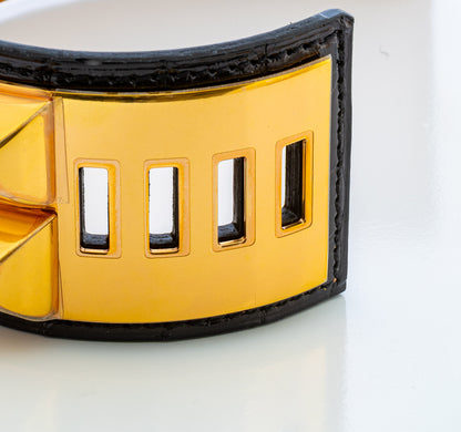 Hermes Bracelet Collier de Chien Medor – Black – Croco – Gold-Plated - New