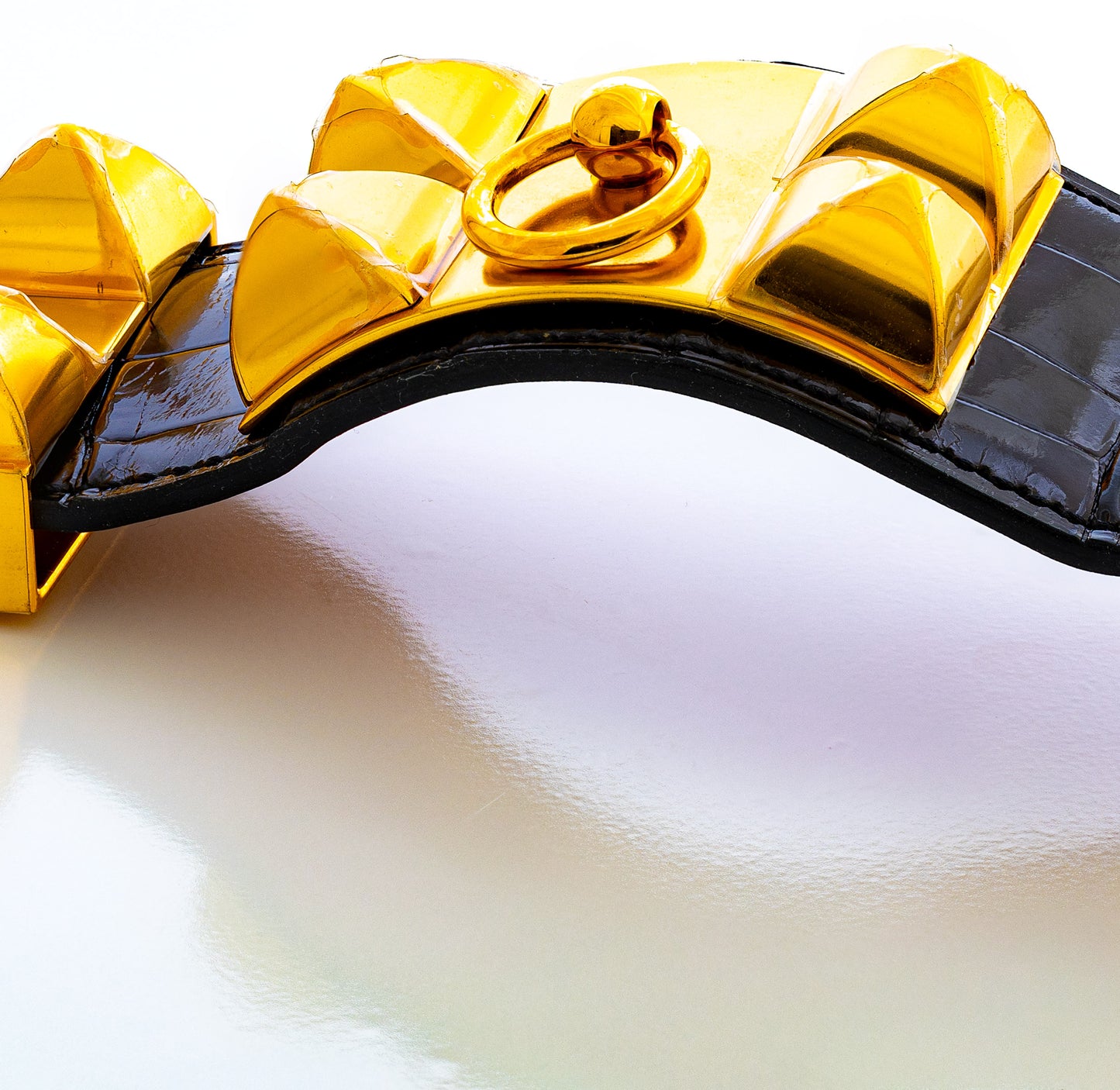 Hermes Bracelet Collier de Chien Medor – Black – Croco – Gold-Plated - New