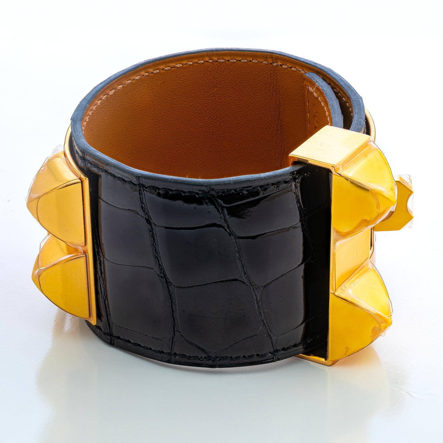 Hermes Bracelet Collier de Chien Medor – Black – Croco – Gold-Plated - New