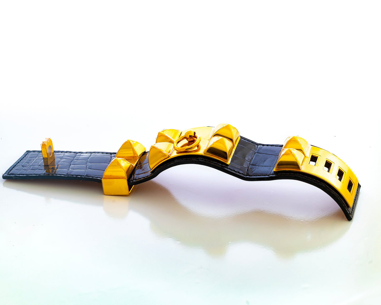 Hermes Bracelet Collier de Chien Medor – Black – Croco – Gold-Plated - New