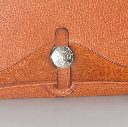 Hermès Colorado Bag PM 25 Orange Toile Chevrons Canvas Vache Liegee Palladium Hardware - MWOCTS - 2601271955