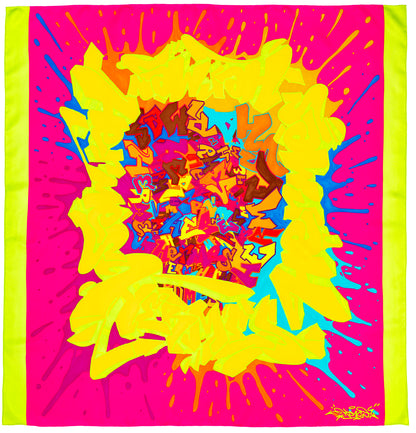 Hermes Scarf 90 Hermes Graff - Vert Fluo Fuschia - Mint Care Tag