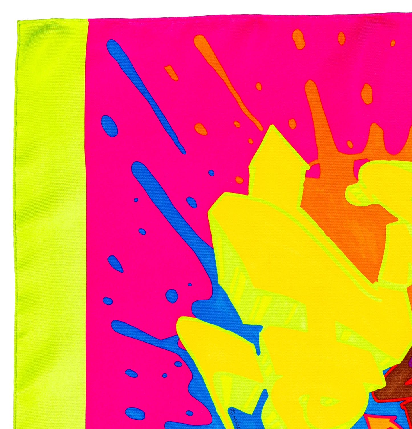 Hermes Scarf 90 Hermes Graff - Vert Fluo Fuschia - Mint Care Tag