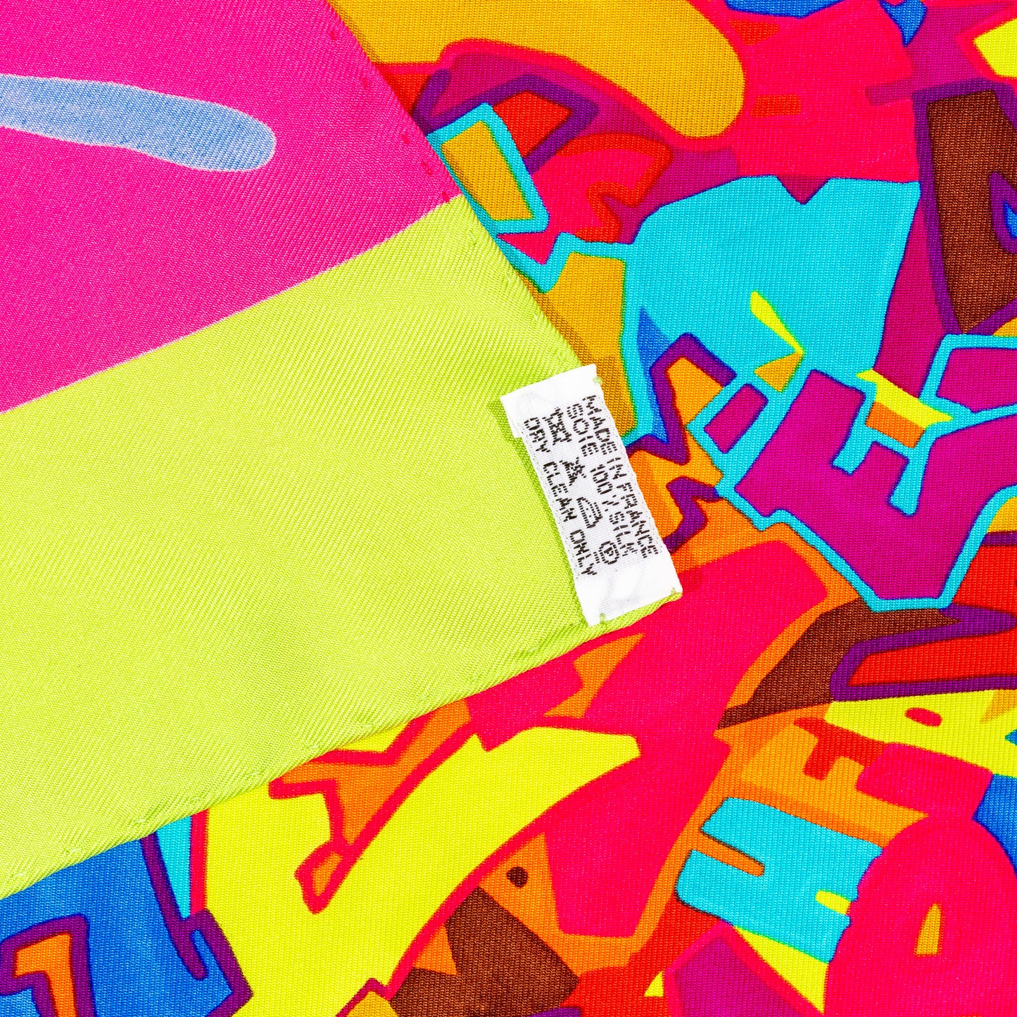 Hermes Scarf 90 Hermes Graff - Vert Fluo Fuschia - Mint Care Tag