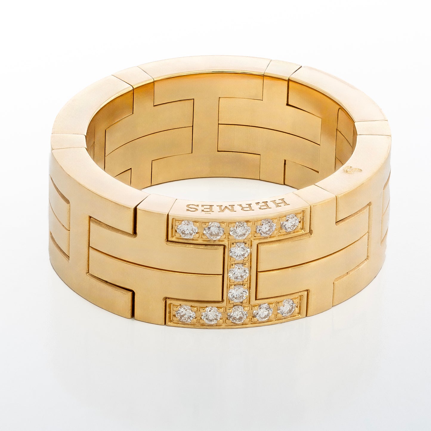 Hermès Kilim H Band Ring – 18K Gold (Au750) – Diamonds 0.09 ct – Size Eur 50 - New - 2512221139
