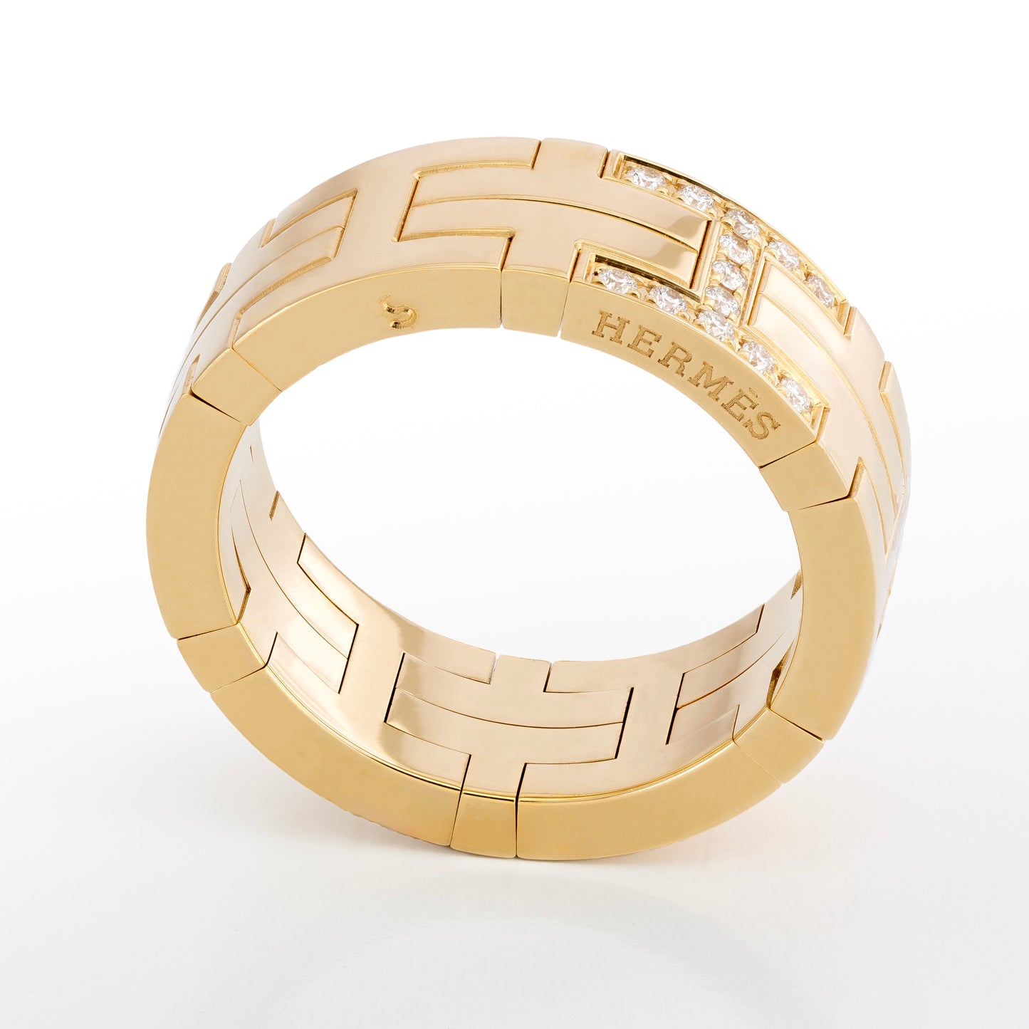 Hermès Kilim H Band Ring – 18K Gold (Au750) – Diamonds 0.09 ct – Size Eur 50 - New - 2512221139