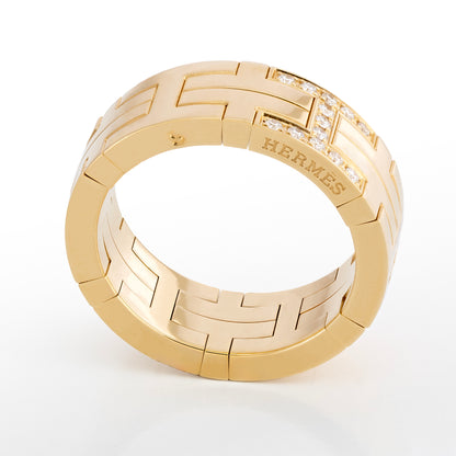 Hermès Kilim H Band Ring – 18K Gold (Au750) – Diamonds 0.09 ct – Size Eur 50 - New - 2512221139