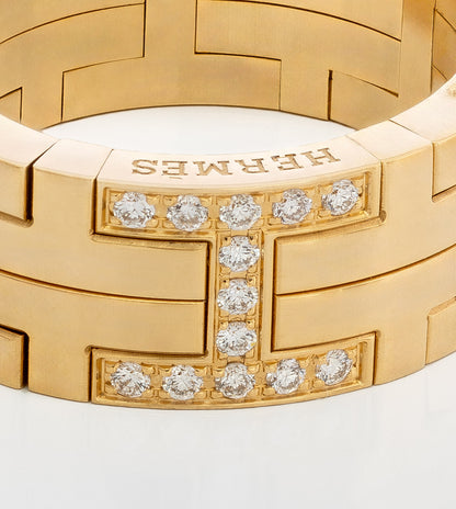 Hermès Kilim H Band Ring – 18K Gold (Au750) – Diamonds 0.09 ct – Size Eur 50 - New - 2512221139