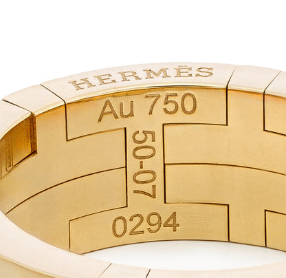Hermès Kilim H Band Ring – 18K Gold (Au750) – Diamonds 0.09 ct – Size Eur 50 - New - 2512221139