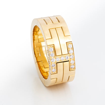 Hermès Kilim H Band Ring – 18K Gold (Au750) – Diamonds 0.09 ct – Size Eur 50 - New - 2512221139
