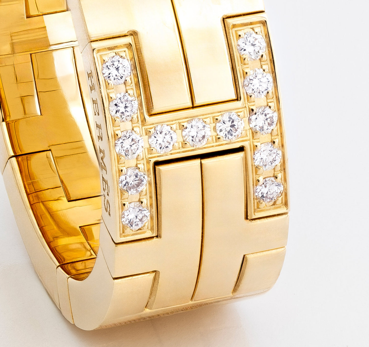 Hermès Kilim H Band Ring – 18K Gold (Au750) – Diamonds 0.09 ct – Size Eur 50 - New - 2512221139