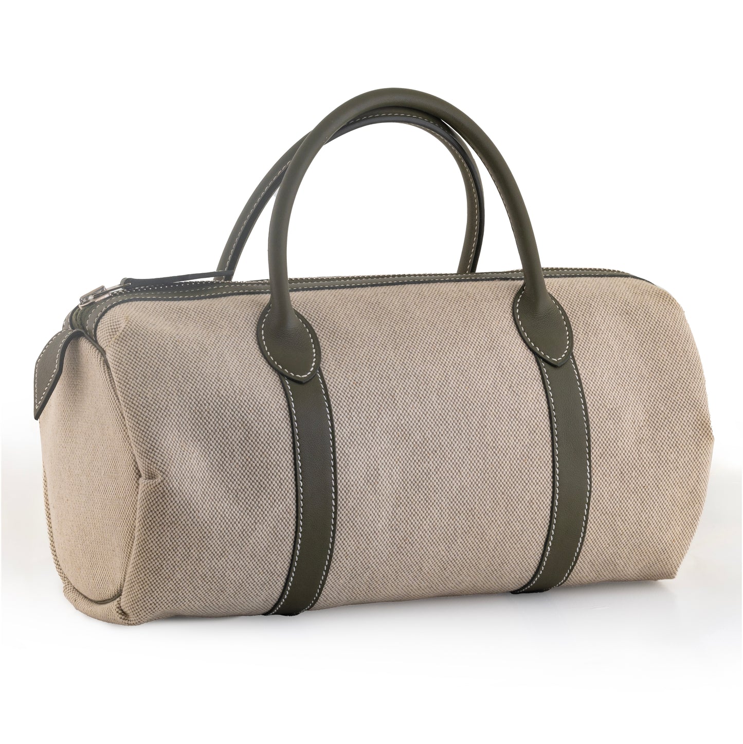 Hermes Polochon Bag 30cm - Canvas Natural/ Leather New