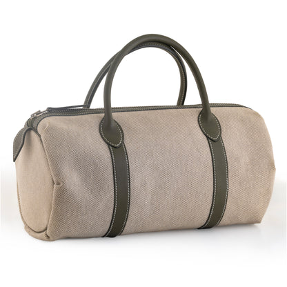 Hermes Polochon Bag 30cm - Canvas Natural/ Leather New