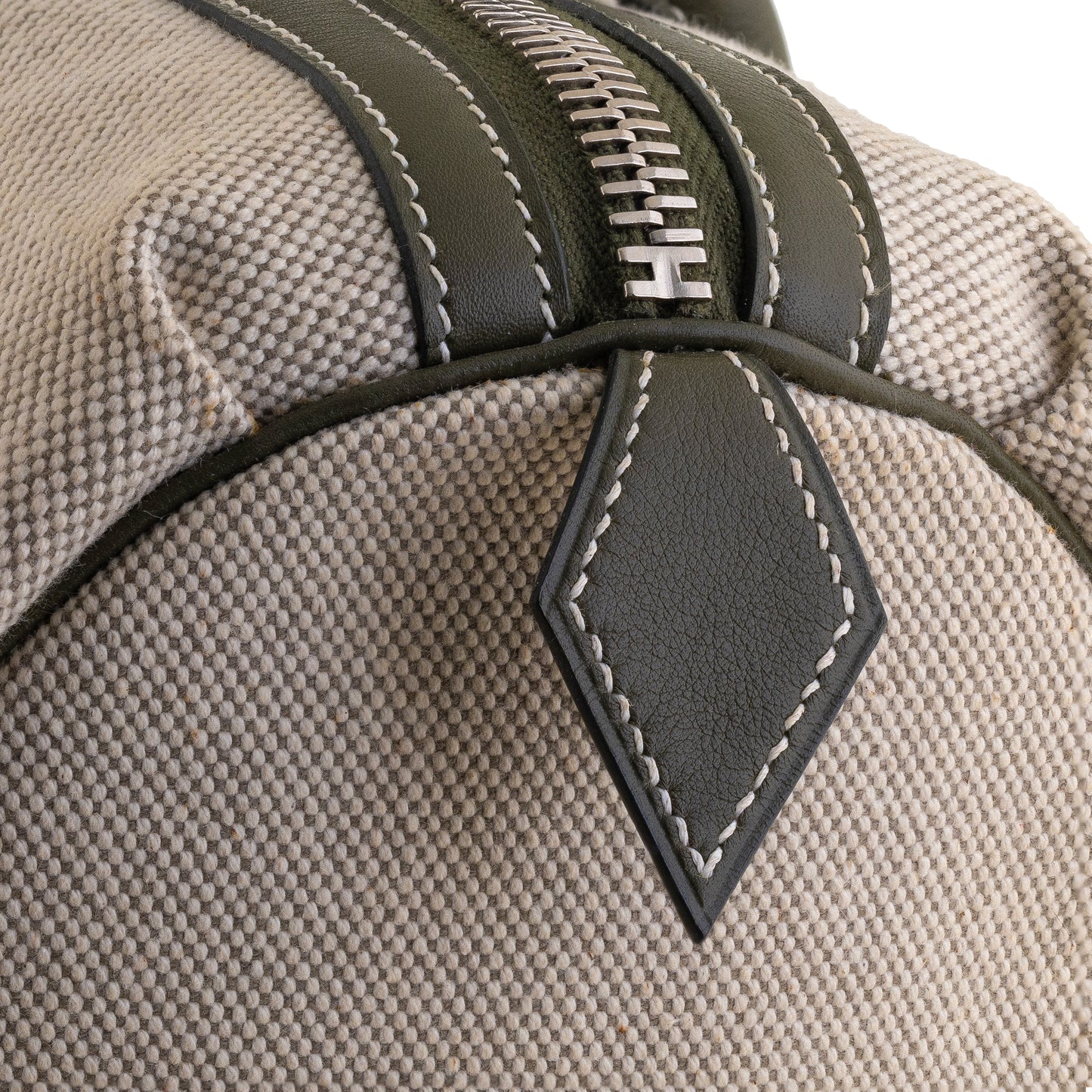 Hermes Polochon Bag 30cm - Canvas Natural/ Leather New