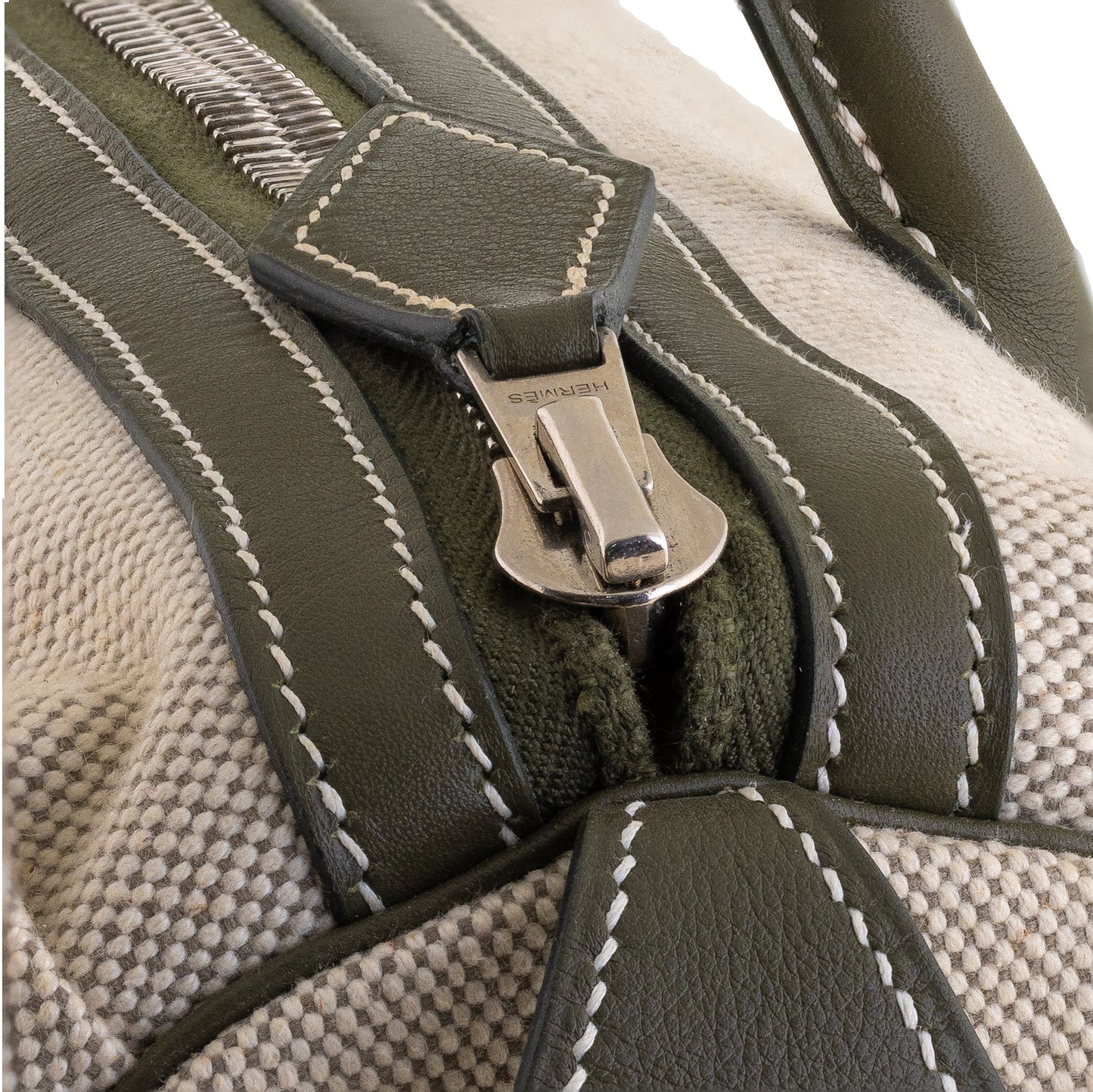 Hermes Polochon Bag 30cm - Canvas Natural/ Leather New