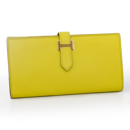 Hermes Wallet Bearn  - Lime Yellow - 17.5cm - HW Paladium - NWOCTS - 2411111659