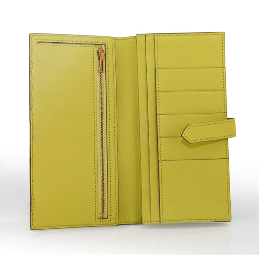 Hermes Wallet Bearn  - Lime Yellow - 17.5cm - HW Paladium - NWOCTS - 2411111659