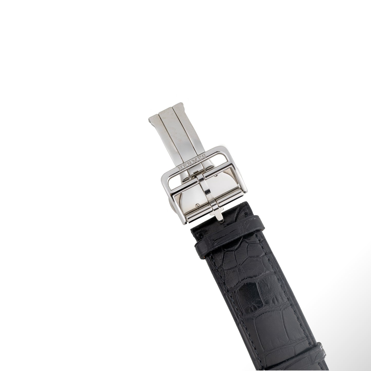 Hermes Watch Clipper H1 Grande Date - SS - Alligator Strap - NEW - 2411141308