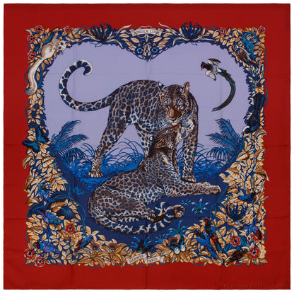 Hermes Shawl Jungle Love - CS140 - Red Navy - NEW