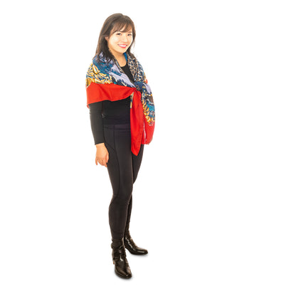 Hermes Shawl Jungle Love - CS140 - Red Navy - NEW