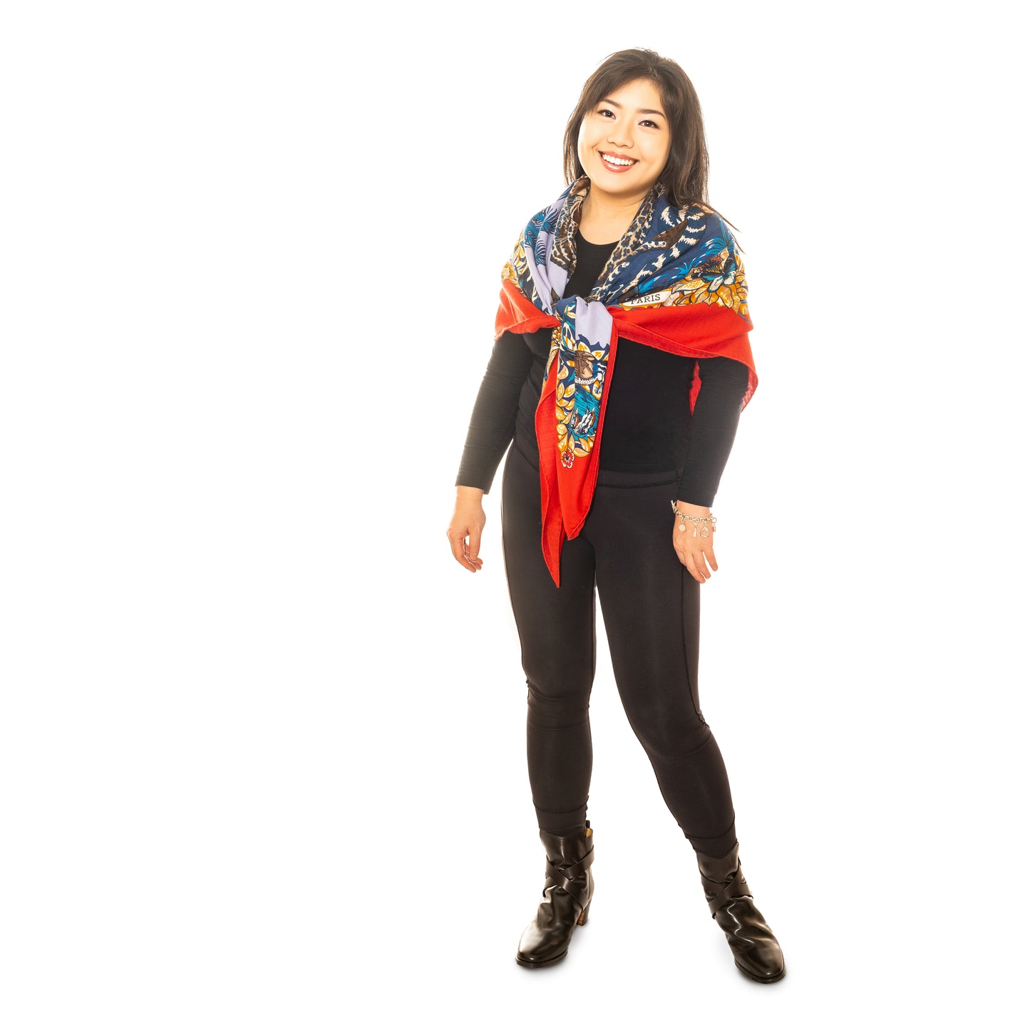 Hermes Shawl Jungle Love - CS140 - Red Navy - NEW