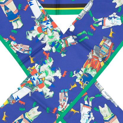 Hermes Kachinas Maxi Twilly - Cobalt Bleu Green - NWCT - 2406011627