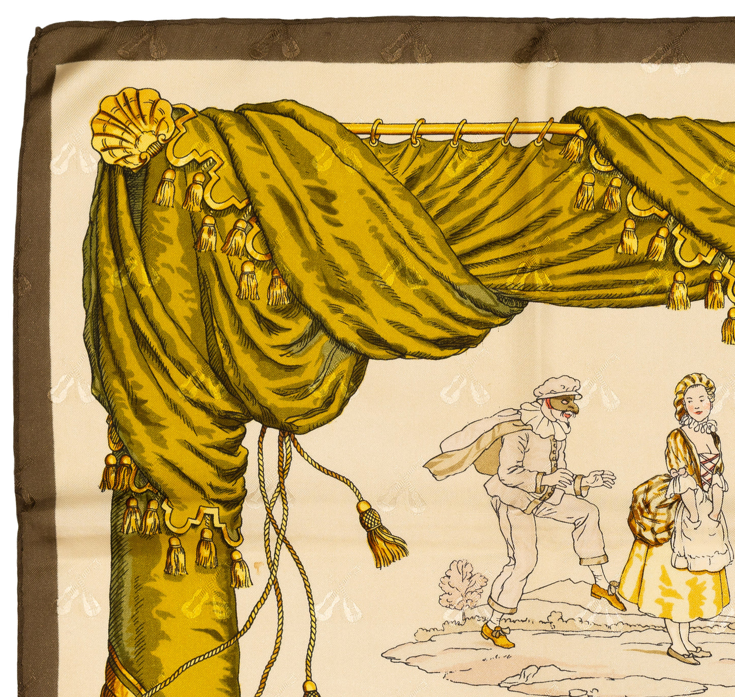 Hermes Silk Scarf La Comédie Italienne - Jacquard - Jaune d'Or Écru Taupe - EXCWOCT - 2604131748