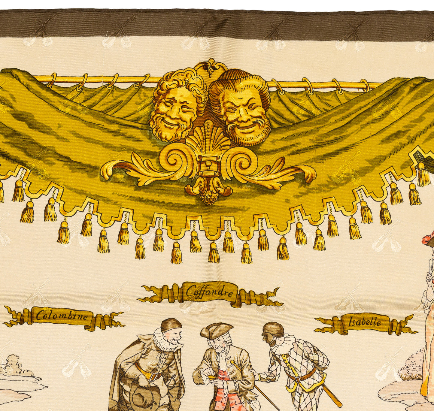 Hermes Silk Scarf La Comédie Italienne - Jacquard - Jaune d'Or Écru Taupe - EXCWOCT - 2604131748