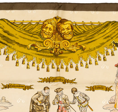 Hermes Silk Scarf La Comédie Italienne - Jacquard - Jaune d'Or Écru Taupe - EXCWOCT - 2604131748