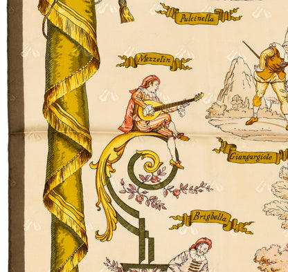 Hermes Silk Scarf La Comédie Italienne - Jacquard - Jaune d'Or Écru Taupe - EXCWOCT - 2604131748