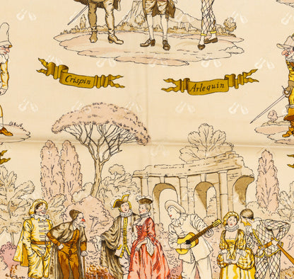 Hermes Silk Scarf La Comédie Italienne - Jacquard - Jaune d'Or Écru Taupe - EXCWOCT - 2604131748