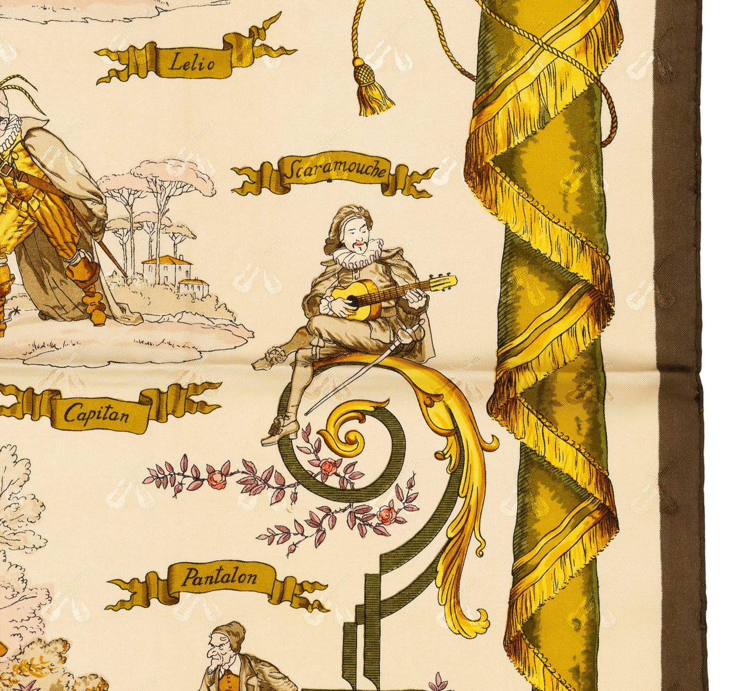 Hermes Silk Scarf La Comédie Italienne - Jacquard - Jaune d'Or Écru Taupe - EXCWOCT - 2604131748