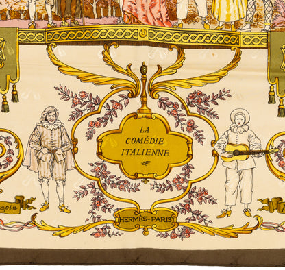 Hermes Silk Scarf La Comédie Italienne - Jacquard - Jaune d'Or Écru Taupe - EXCWOCT - 2604131748