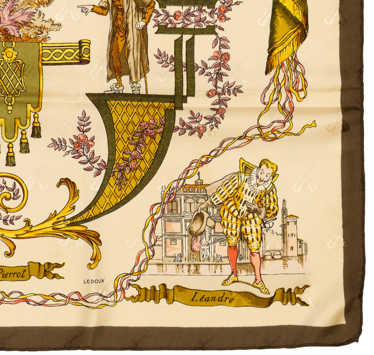 Hermes Silk Scarf La Comédie Italienne - Jacquard - Jaune d'Or Écru Taupe - EXCWOCT - 2604131748