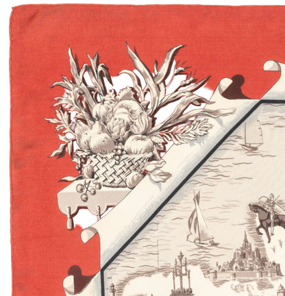 Hermes Silk Scarf La France - Bordeaux - EXCWOCT - Rare Collector - 2606131619