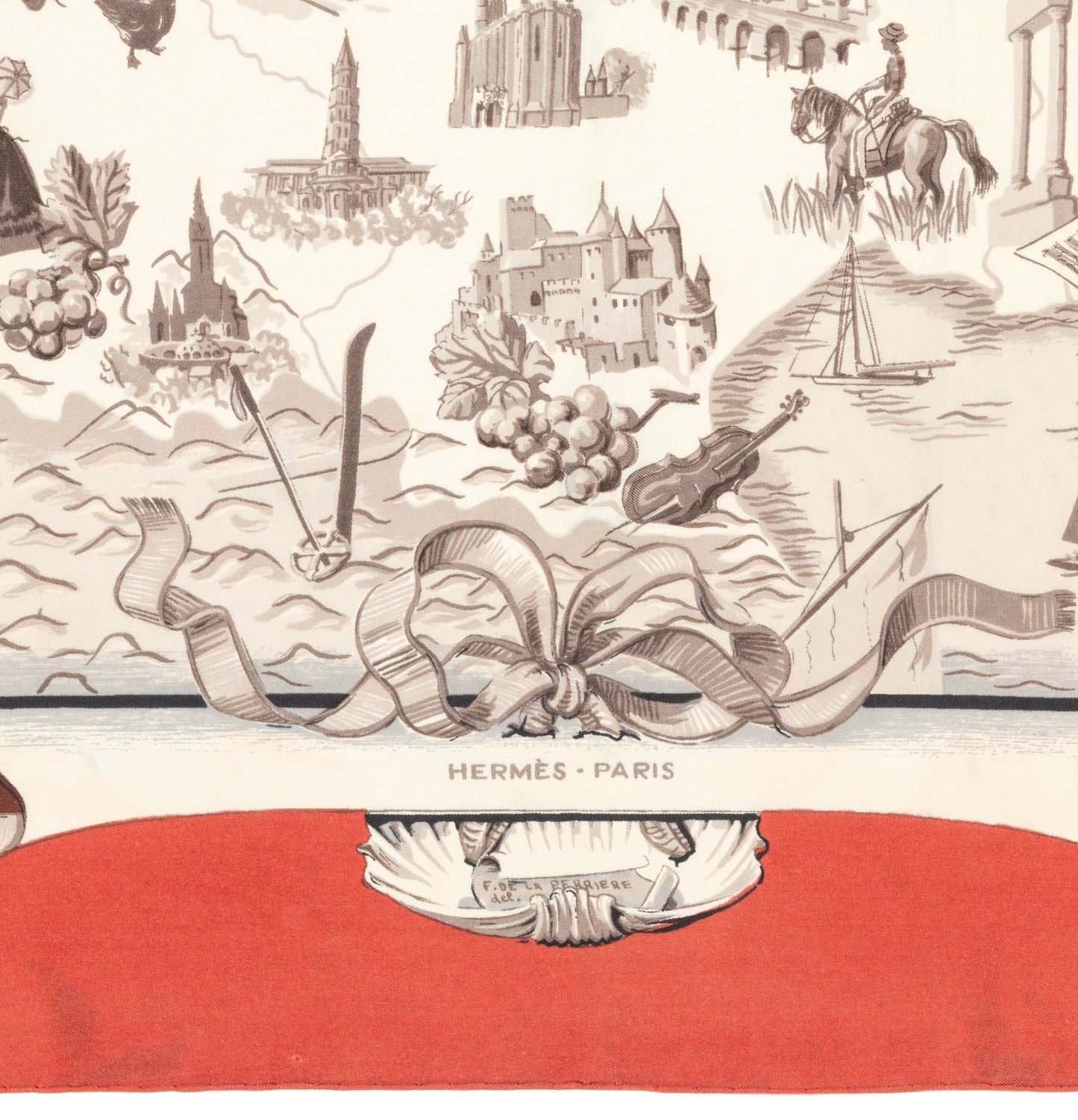 Hermes Silk Scarf La France - Bordeaux - EXCWOCT - Rare Collector - 2606131619