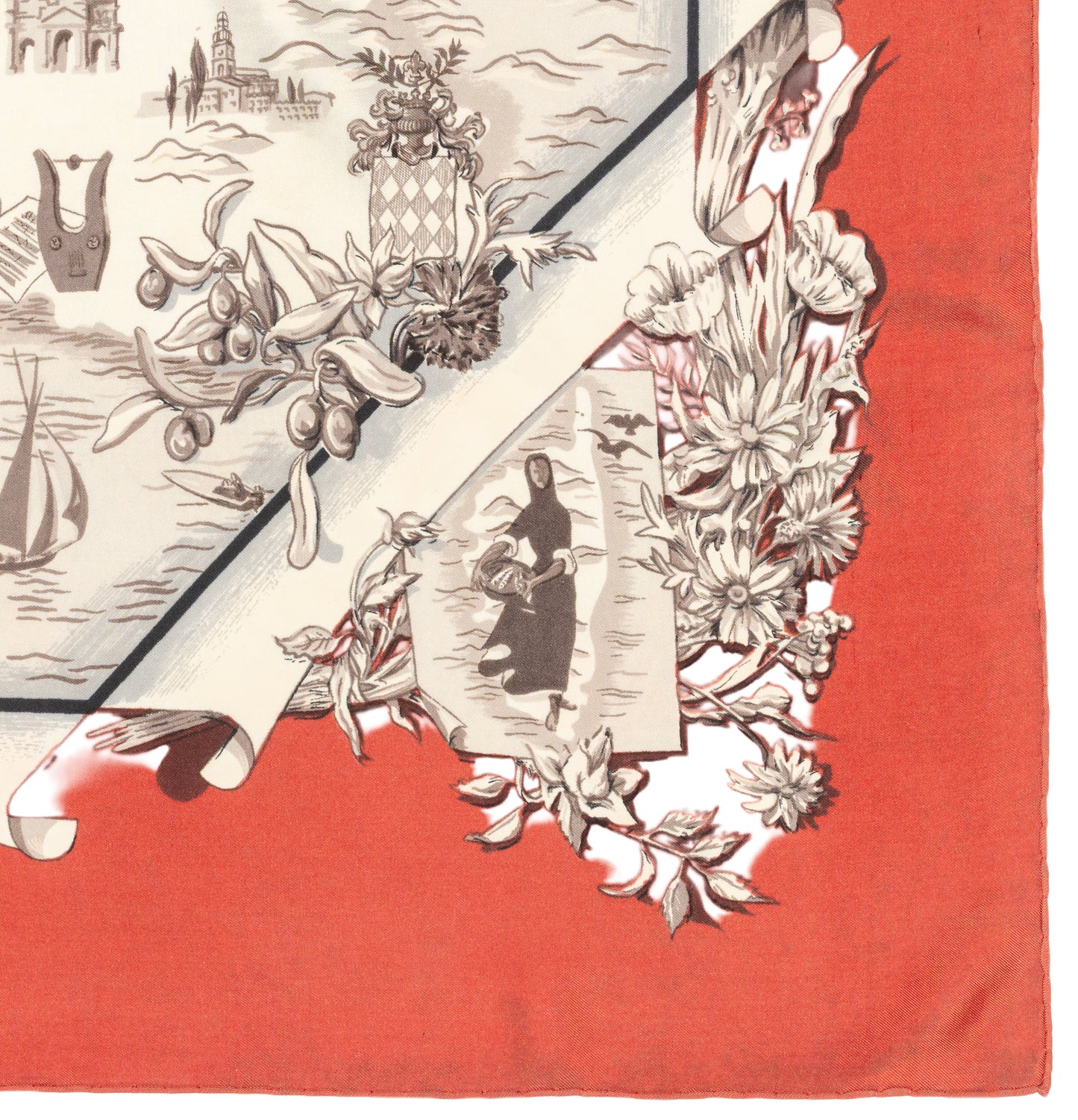Hermes Silk Scarf La France - Bordeaux - EXCWOCT - Rare Collector - 2606131619