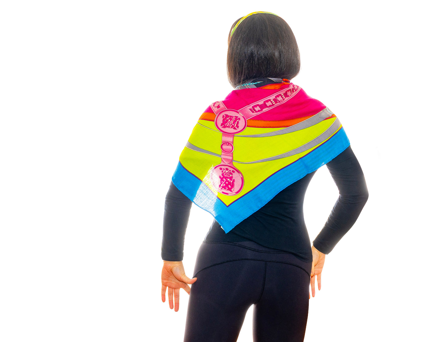 Hermes Shawl La Promenade du Matin - CS140 - Bleu Azur Vert Fluo Fuschia - NEW