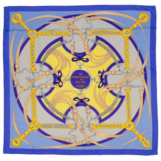 Hermes Shawl La Promenade du Matin - CS140 - Lavande Ciel Jaune - NWST - 2404291637