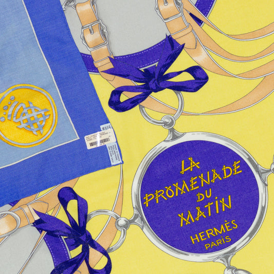 Hermes Shawl La Promenade du Matin - CS140 - Lavande Ciel Jaune - NWST - 2404291637